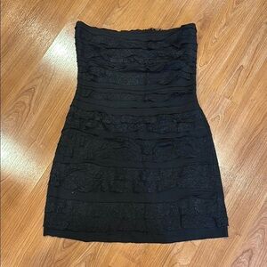Express Black Ribbed Strapless Bodycon Dress